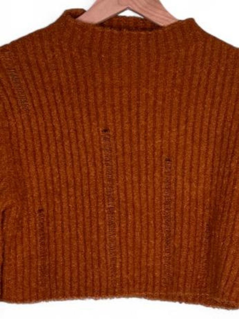 Cropped Ribbed Mock-Neck Sweater - Rust - Picture 6 of 8